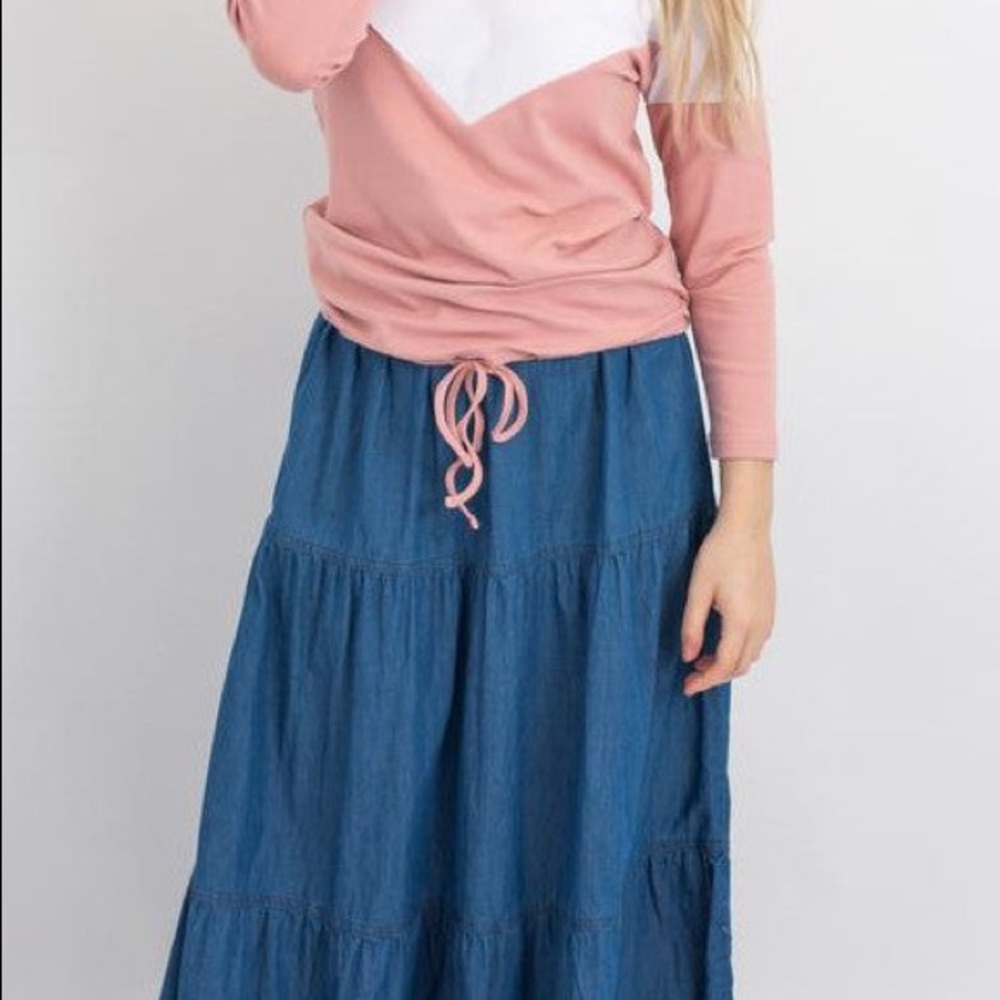 NWOT XXL Tiered Denim Maxi Skirt